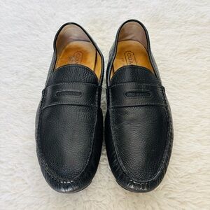 Coach Neal Men's Classic Black Pebble Leather Slip-Ons Loafers Driving Shoes 12M